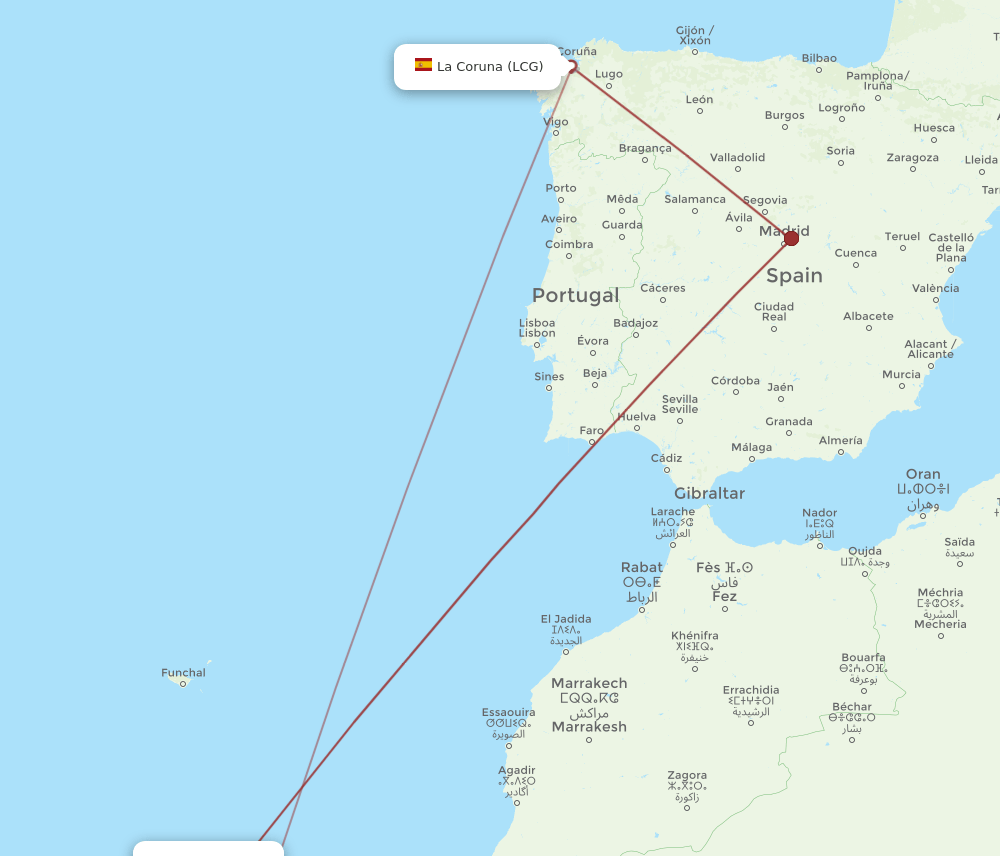 LCG-TFN flight routes