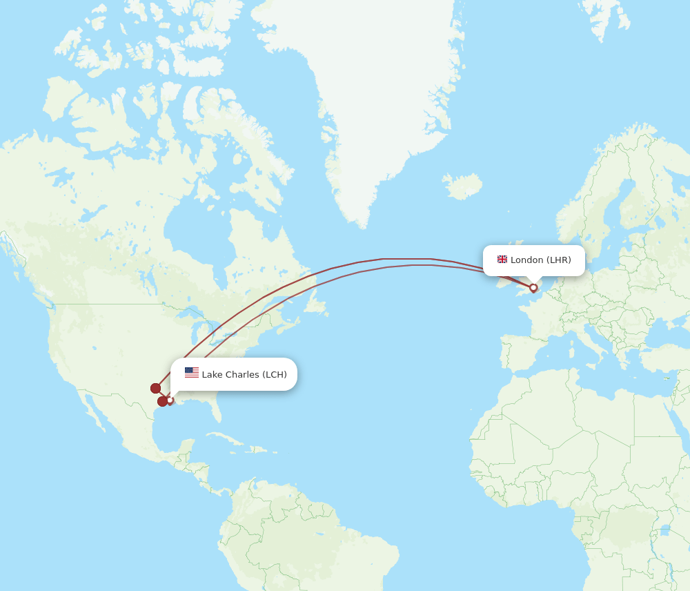 LCH-LHR flight routes