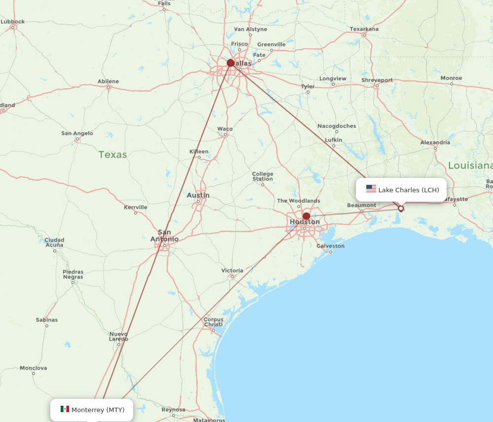 LCH-MTY flight routes