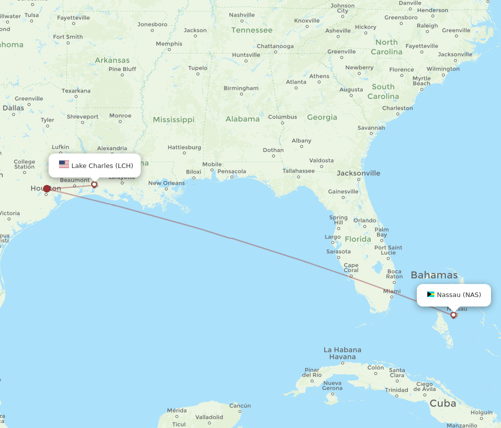 LCH-NAS flight routes