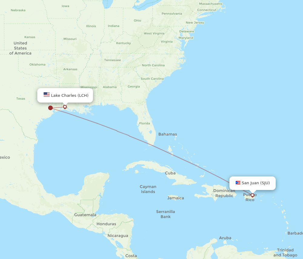 LCH-SJU flight routes