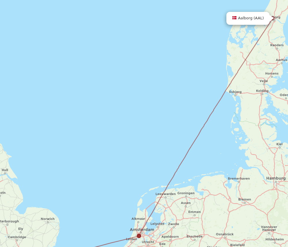 LCY to AAL flights and routes map