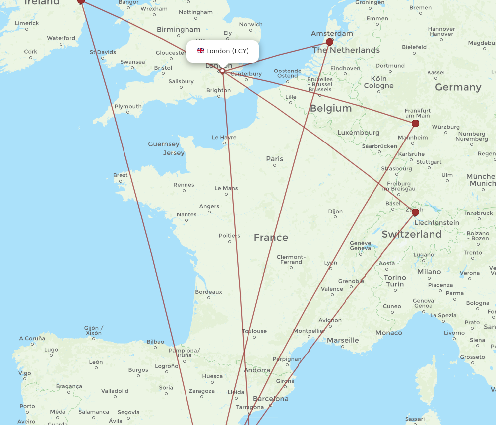 LCY to ALC flights and routes map