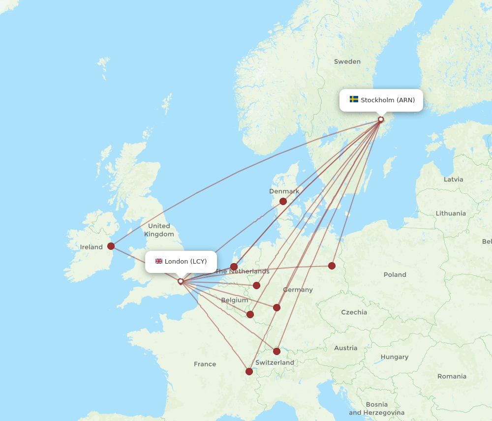 LCY-ARN flight routes