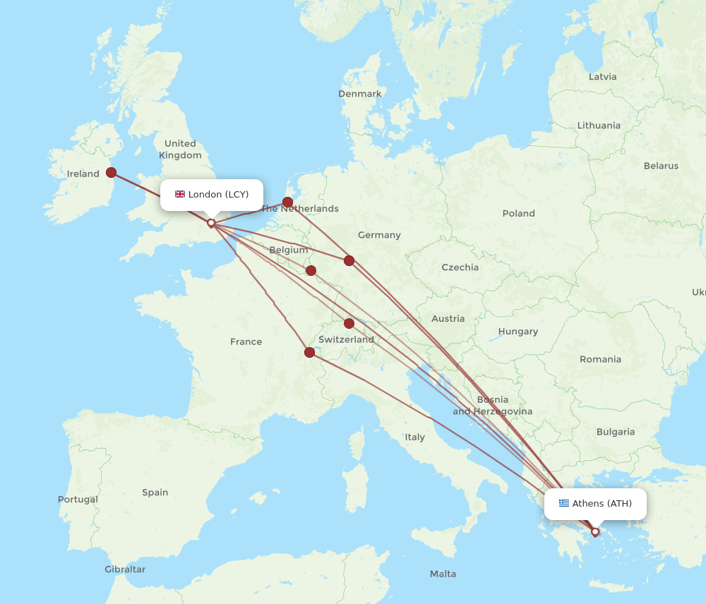 LCY-ATH flight routes