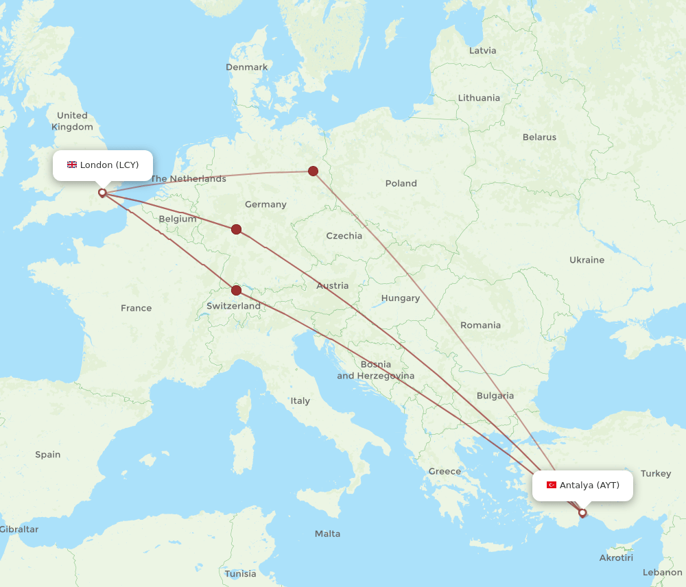 LCY-AYT flight routes