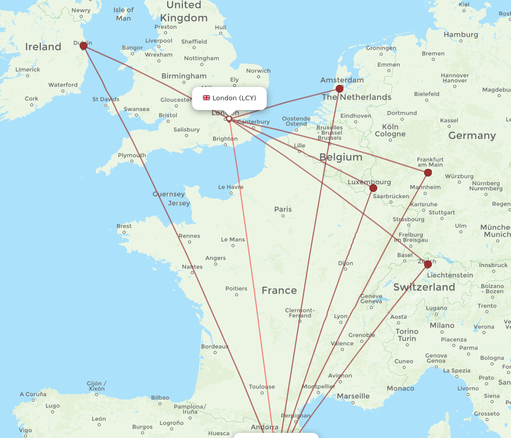 LCY-BCN flight routes