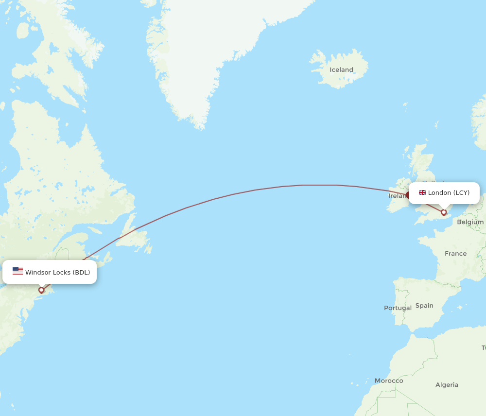 LCY-BDL flight routes