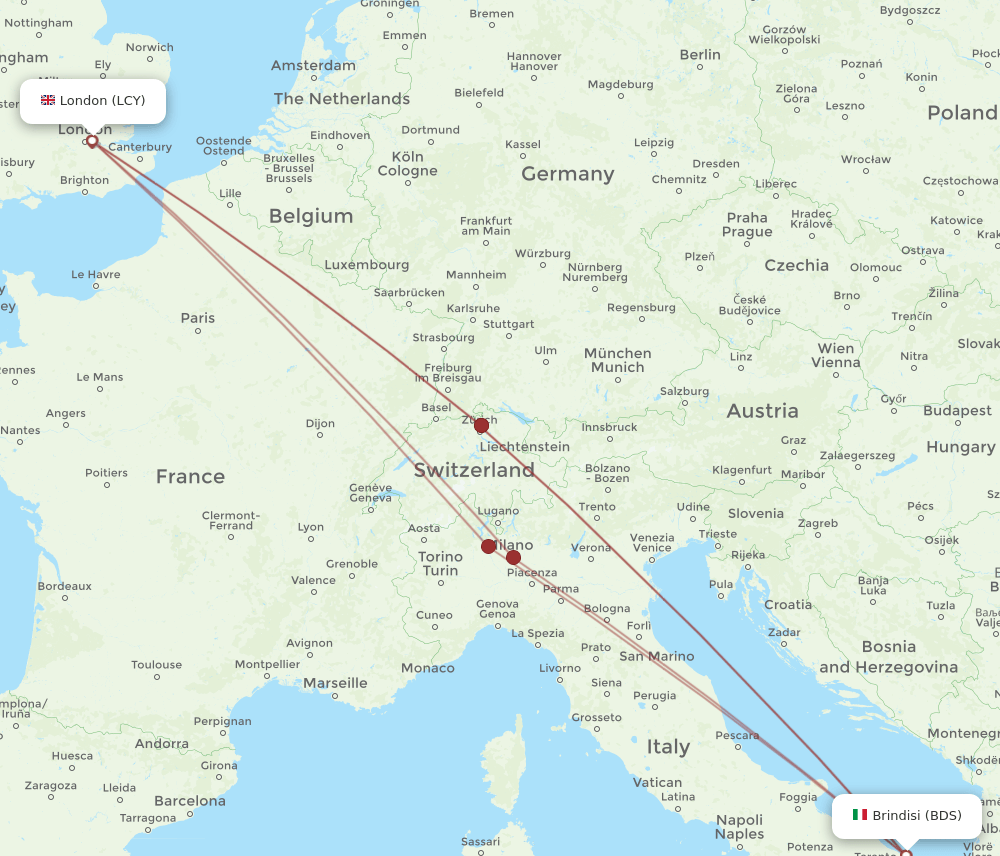 LCY-BDS flight routes