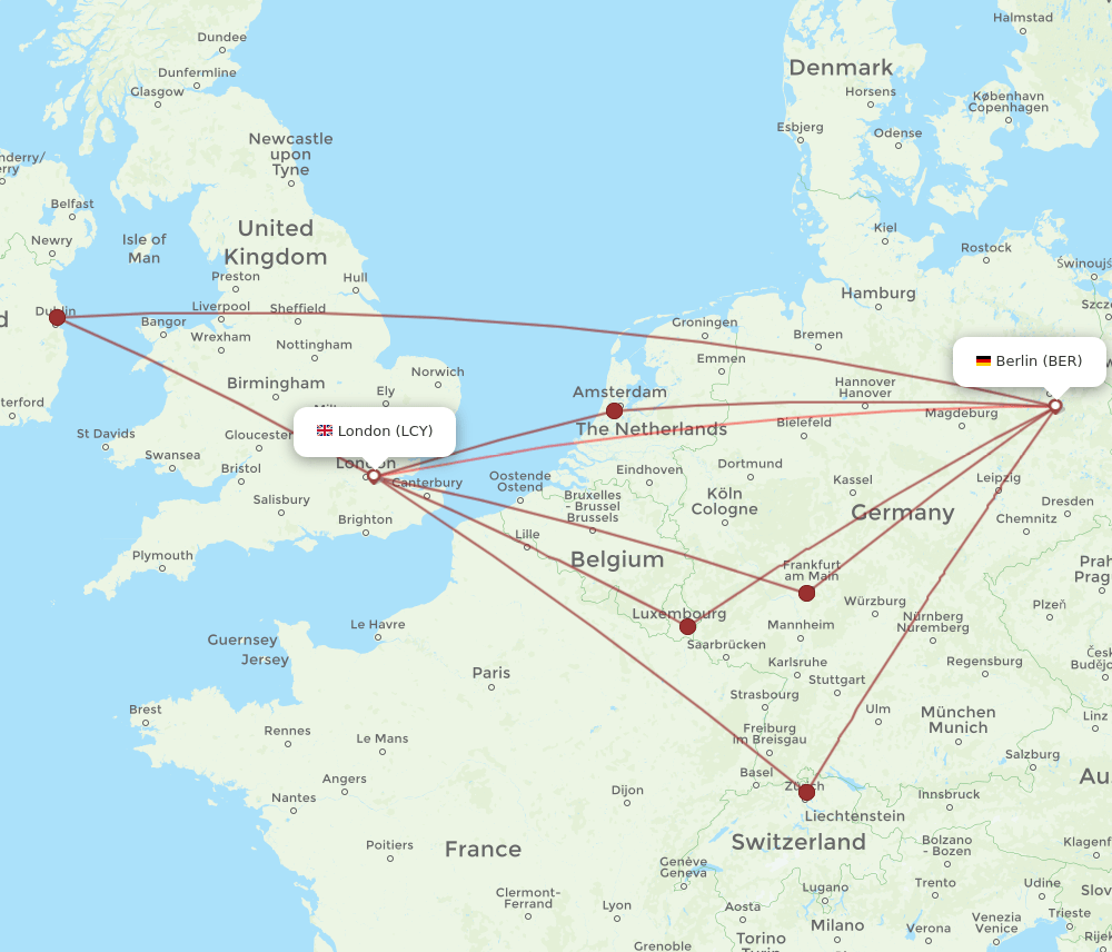 LCY to BER flights and routes map