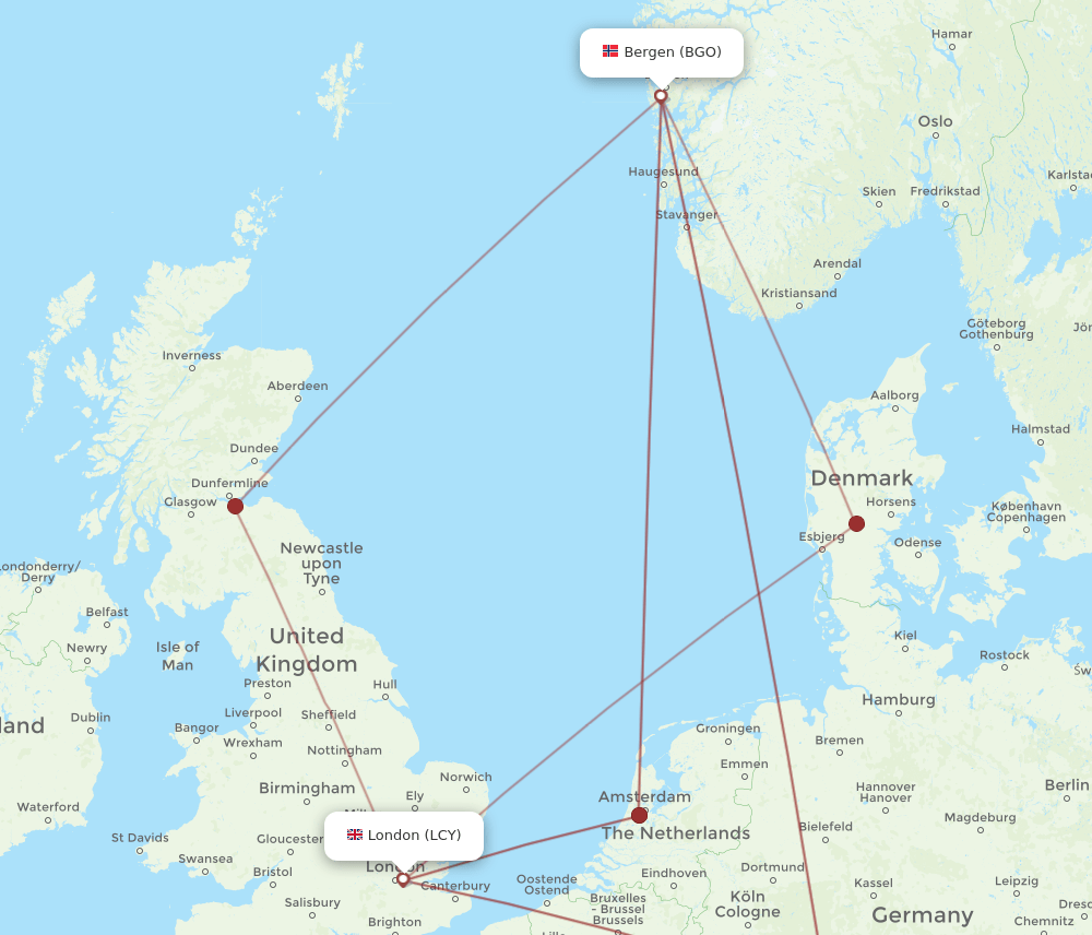 LCY-BGO flight routes