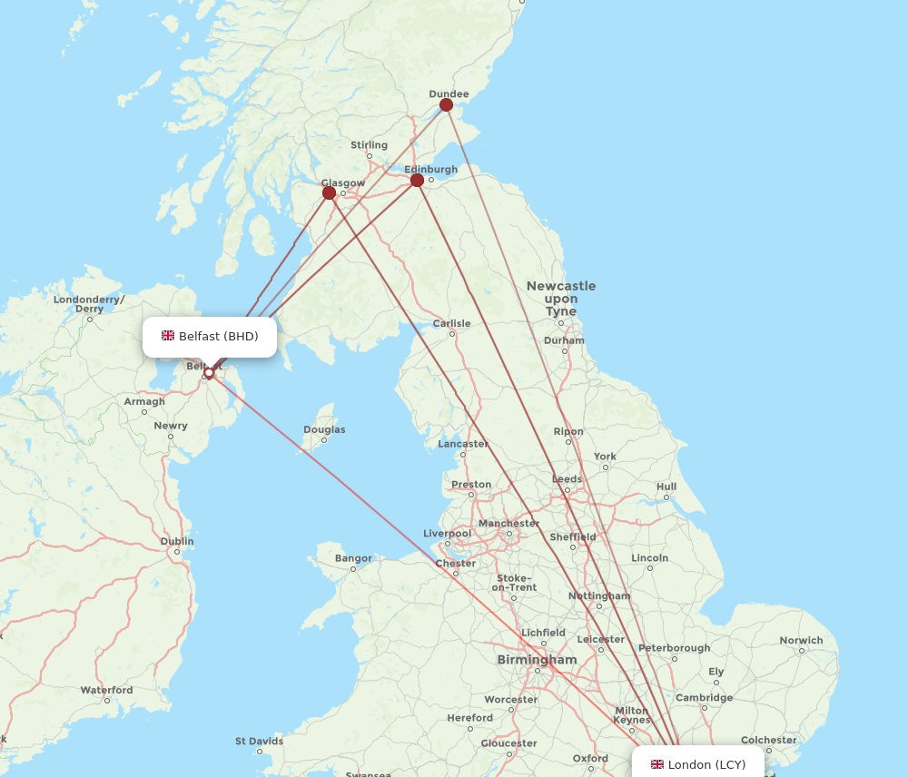 LCY-BHD flight routes