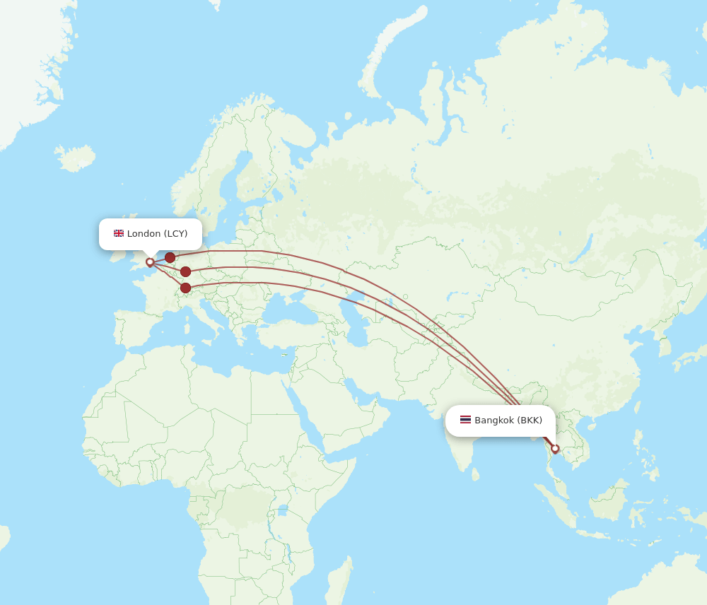 LCY to BKK flights and routes map