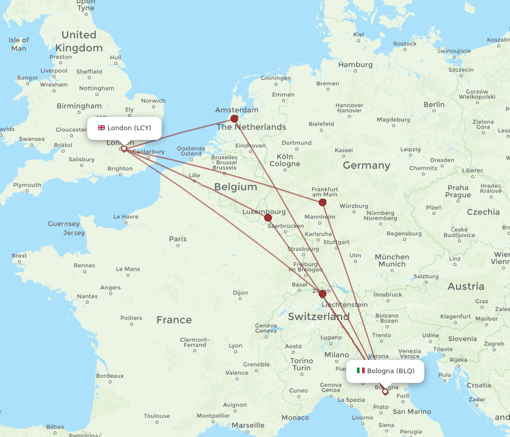 LCY-BLQ flight routes