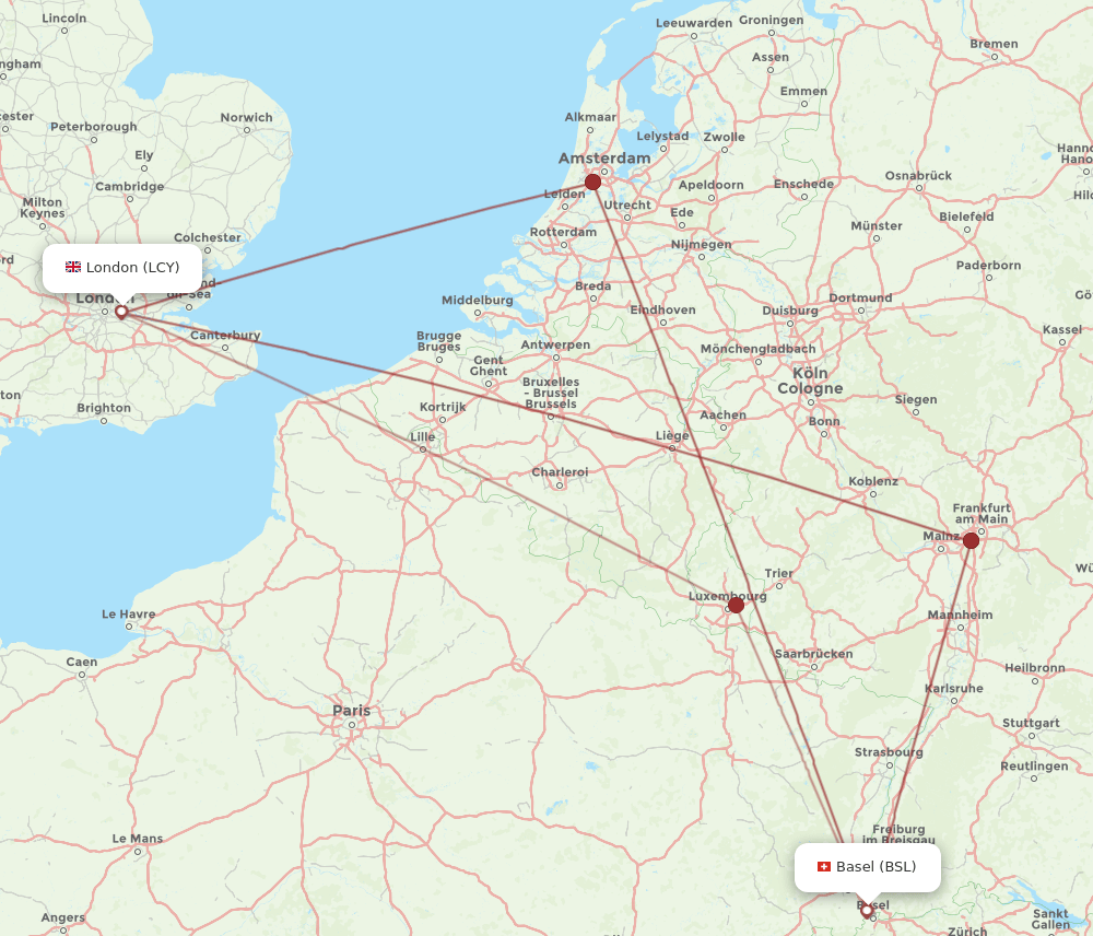 LCY-BSL flight routes