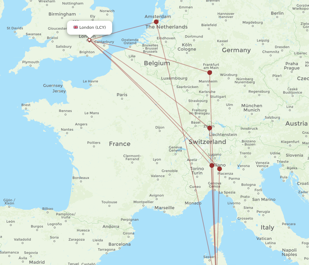 LCY-CAG flight routes
