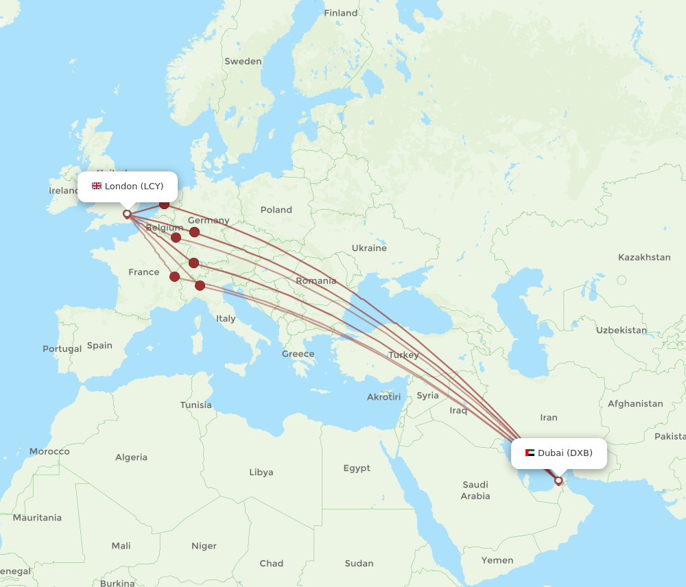 LCY-DXB flight routes