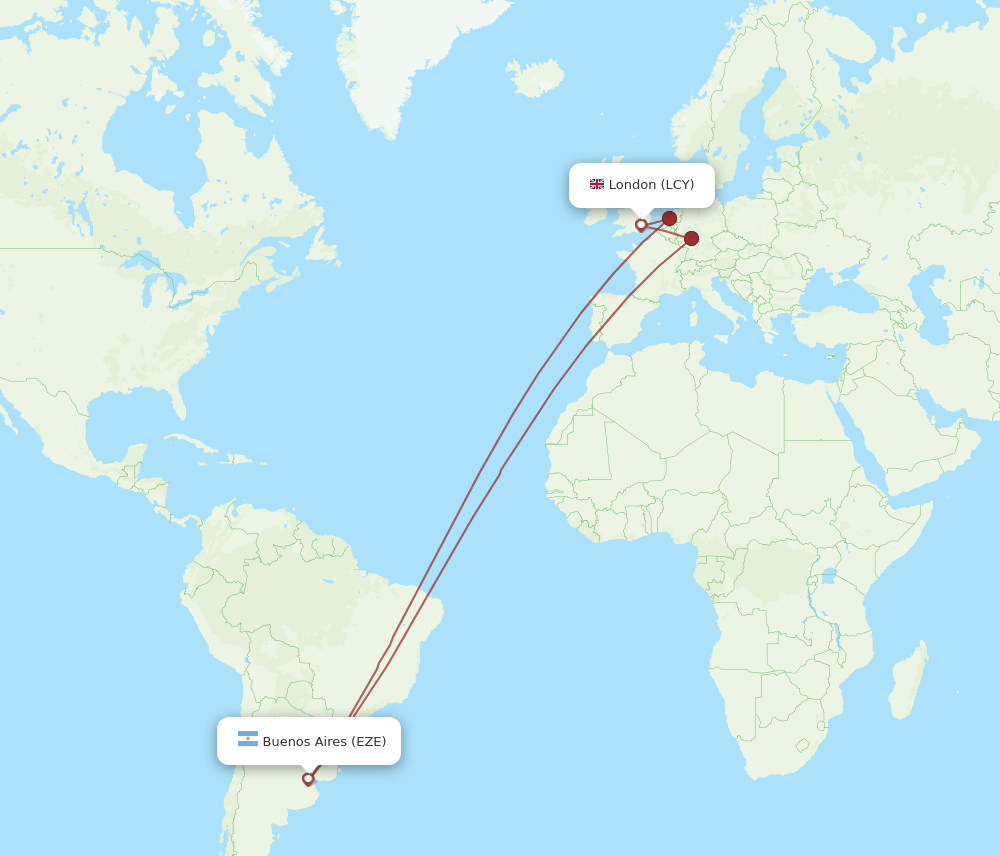 LCY-EZE flight routes