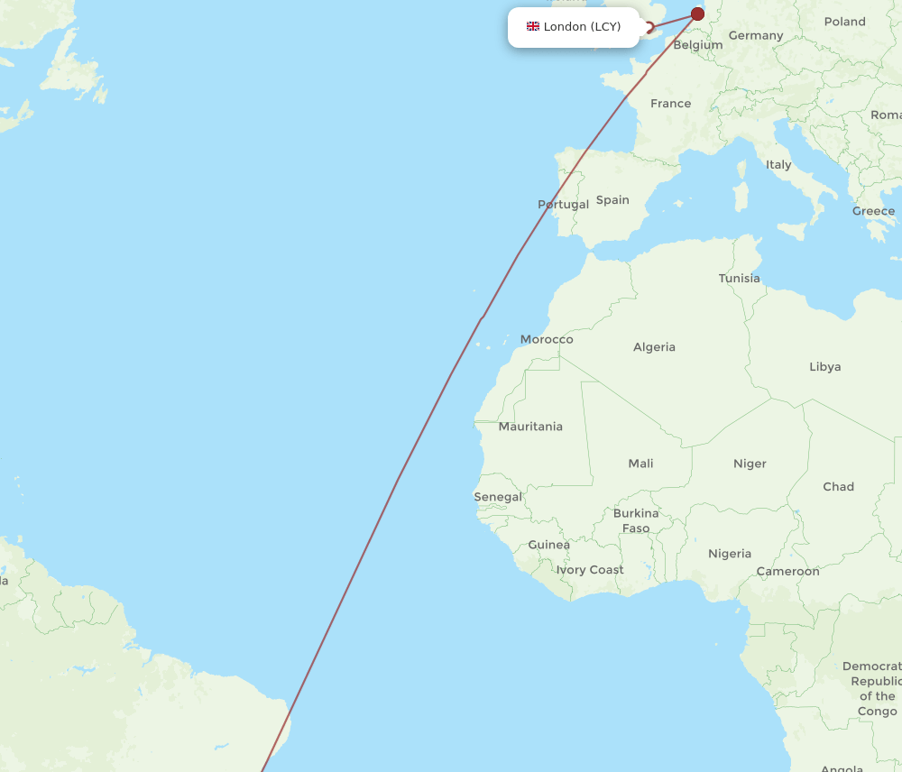 LCY-GIG flight routes