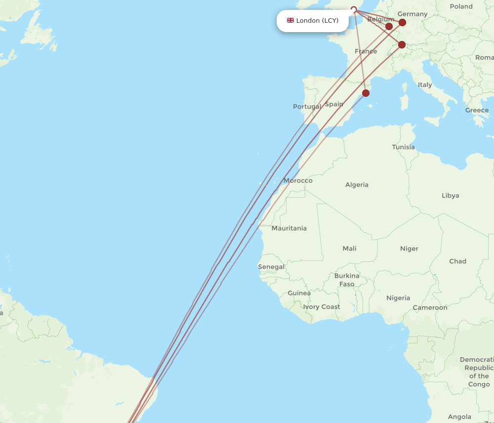 LCY-GRU flight routes