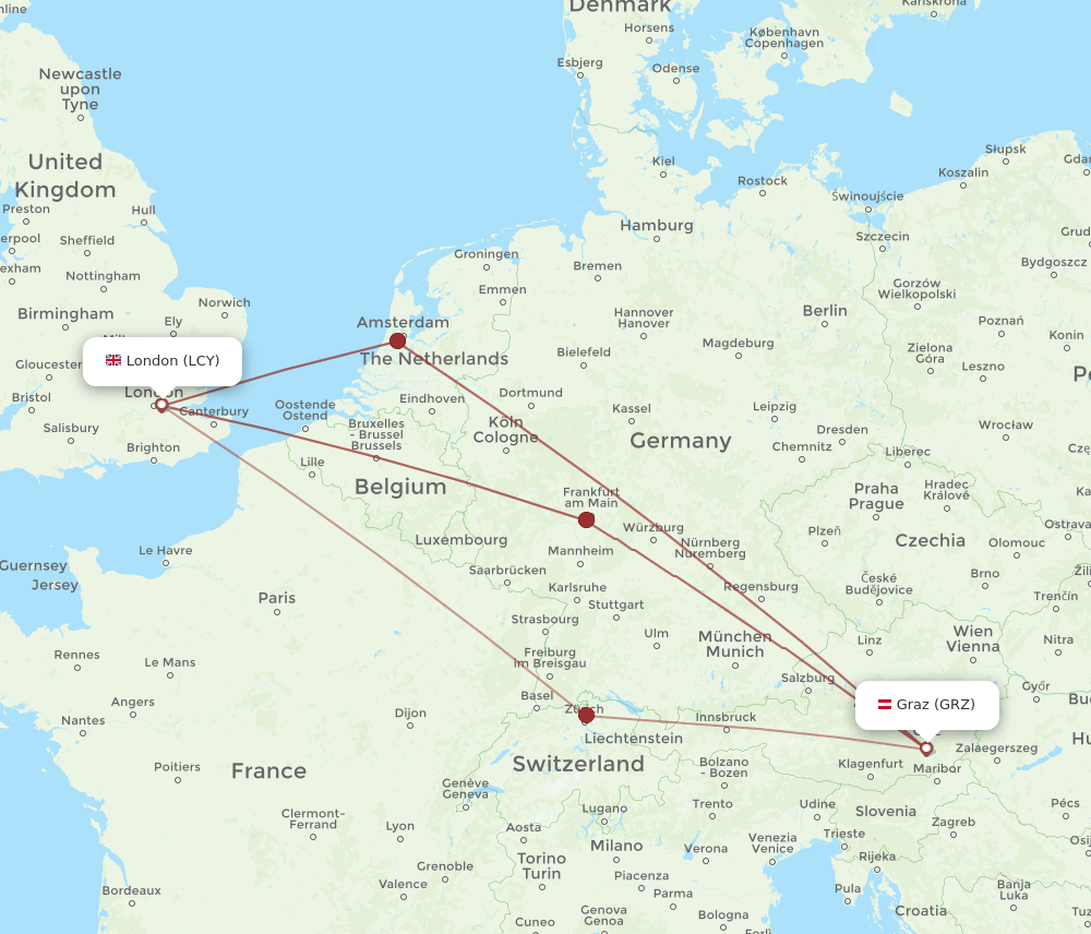LCY-GRZ flight routes