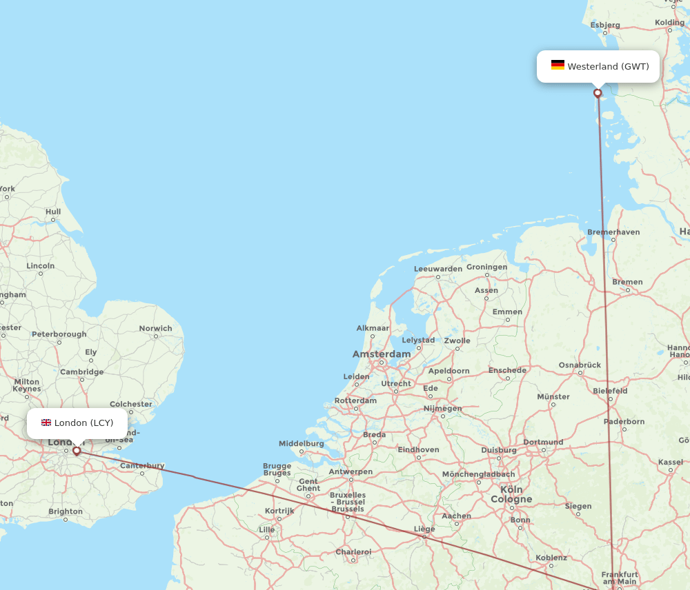 LCY-GWT flight routes