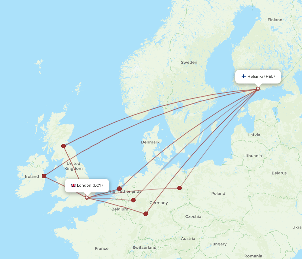LCY-HEL flight routes