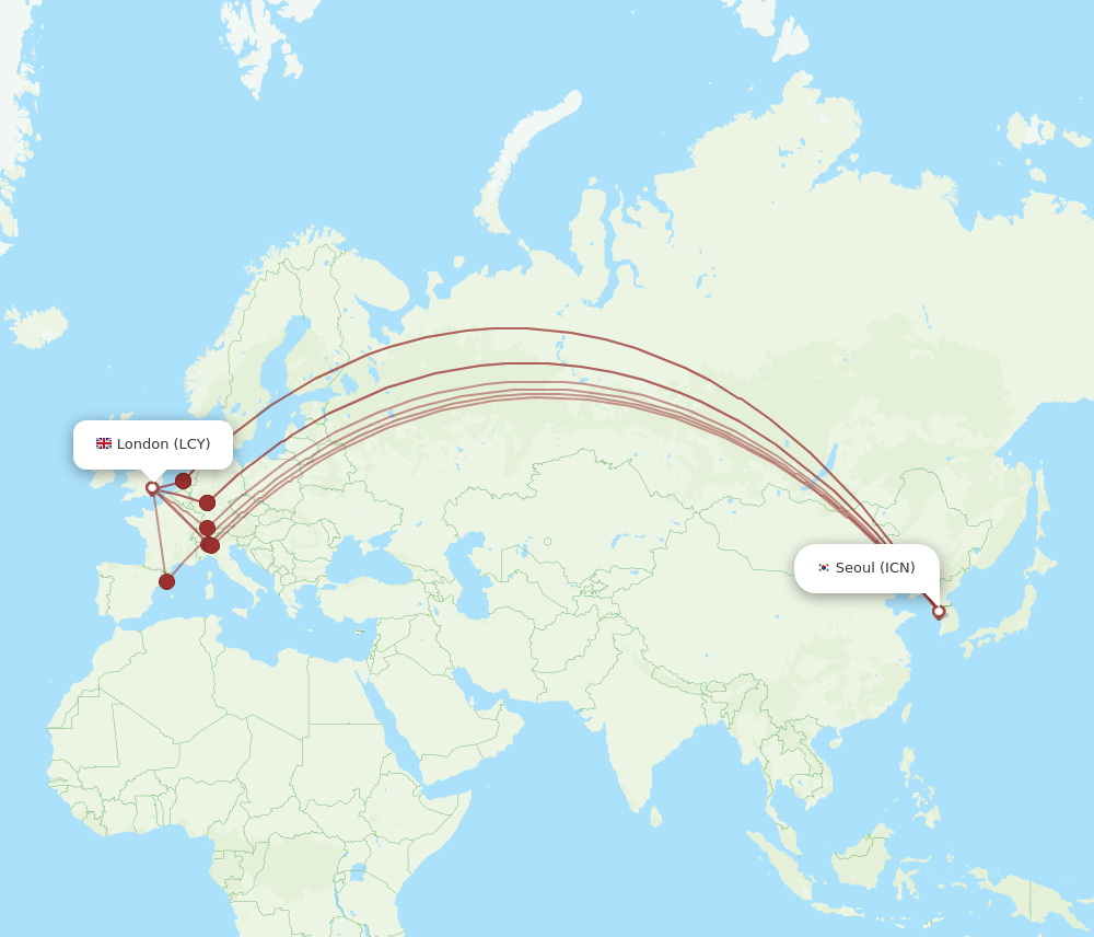 LCY-ICN flight routes