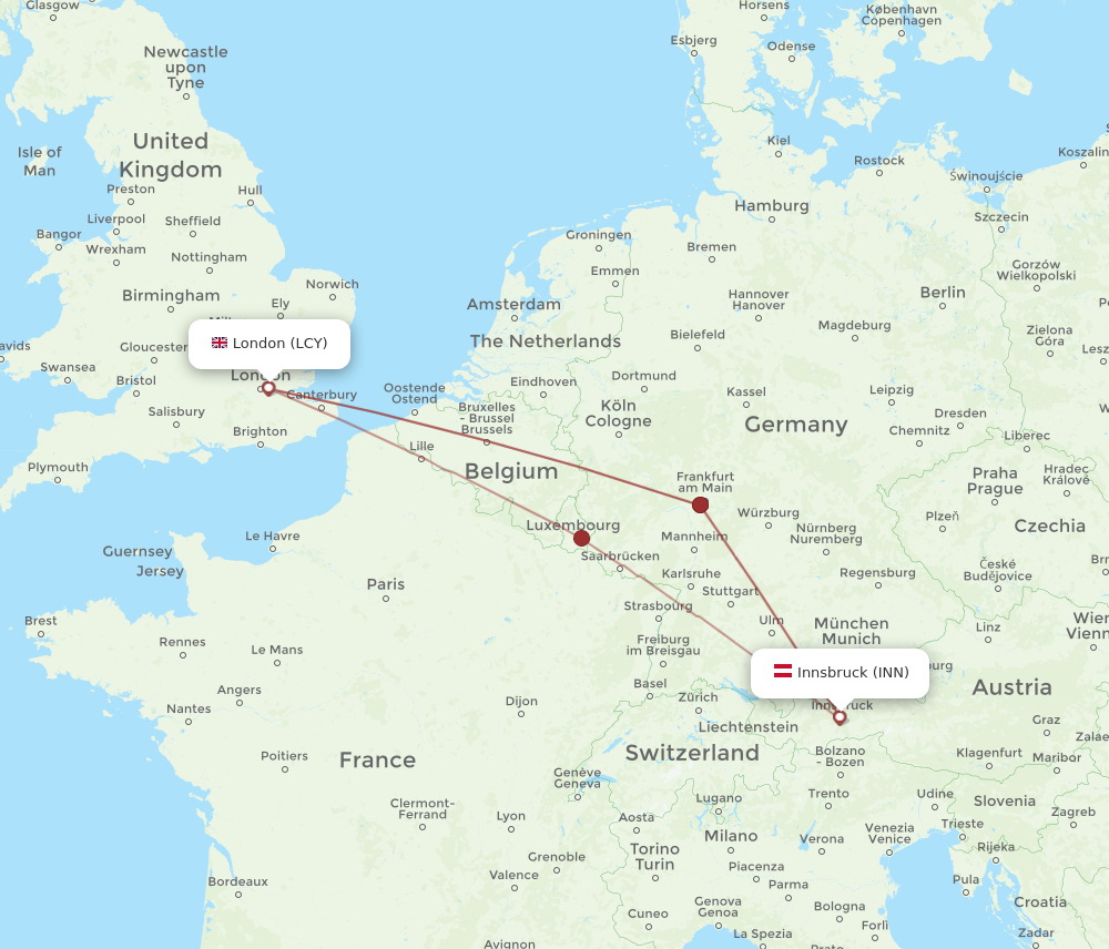 LCY to INN flights and routes map