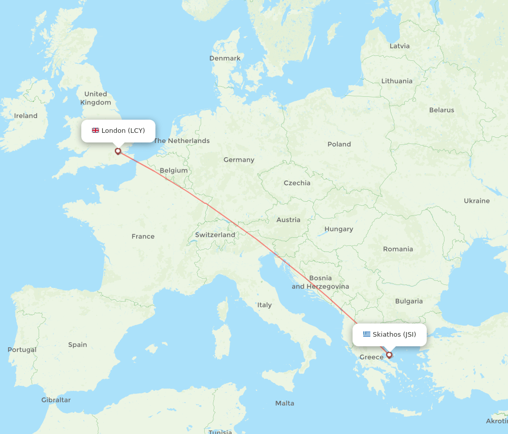 LCY-JSI flight routes