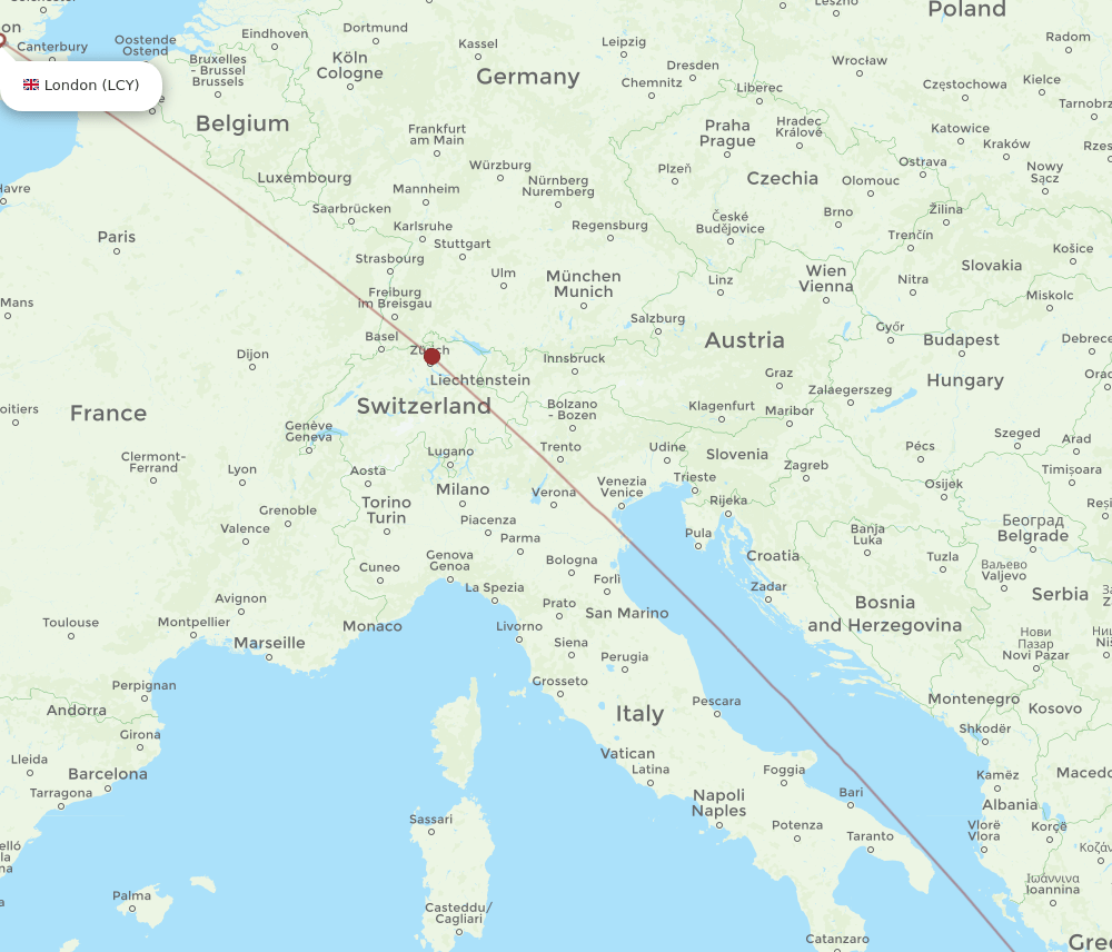 LCY-KLX flight routes