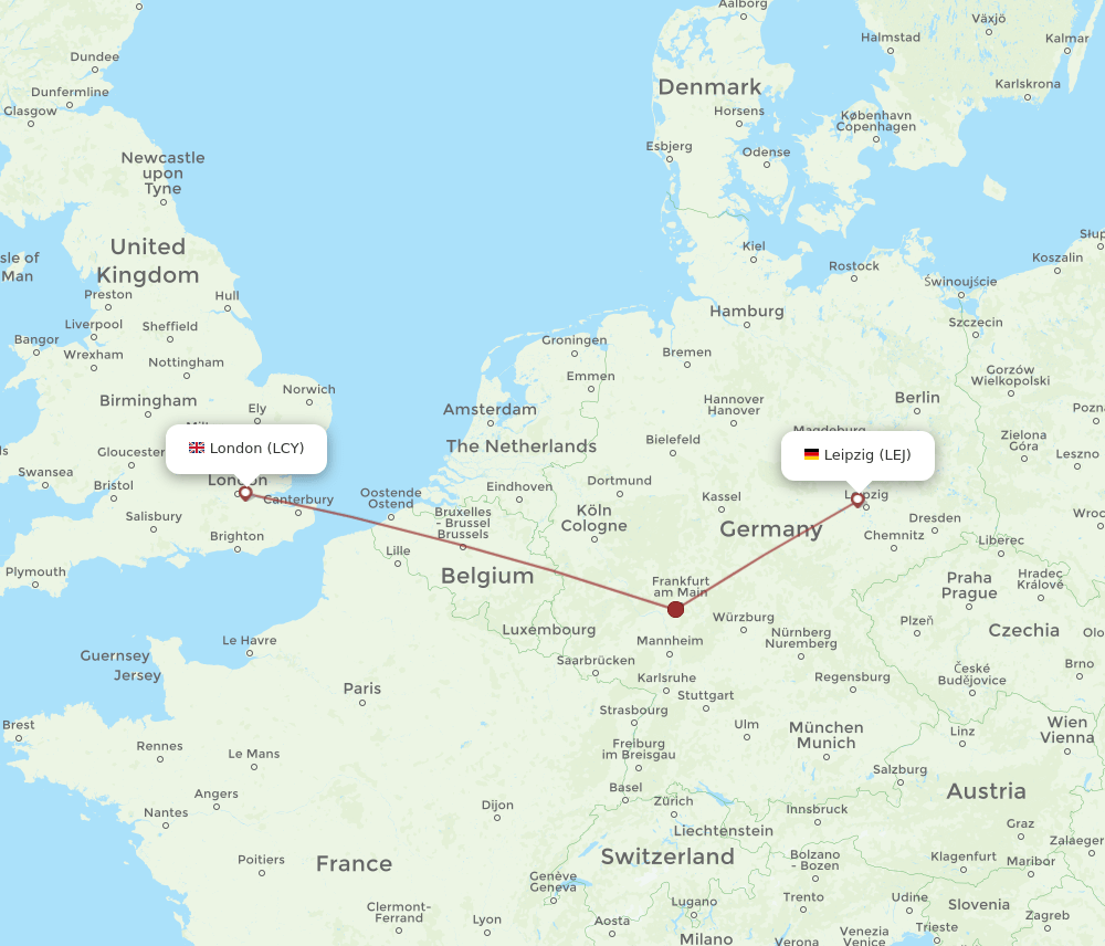 LCY to LEJ flights and routes map