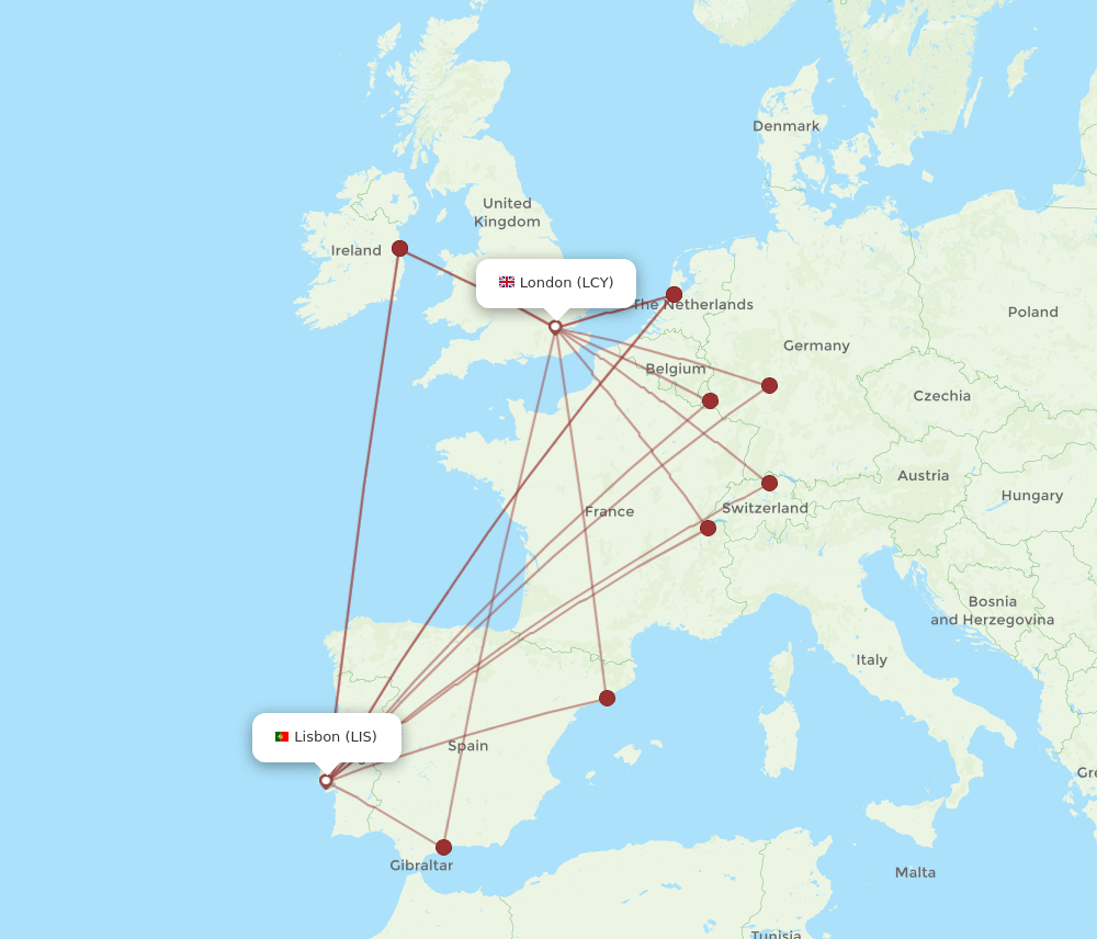 LCY-LIS flight routes