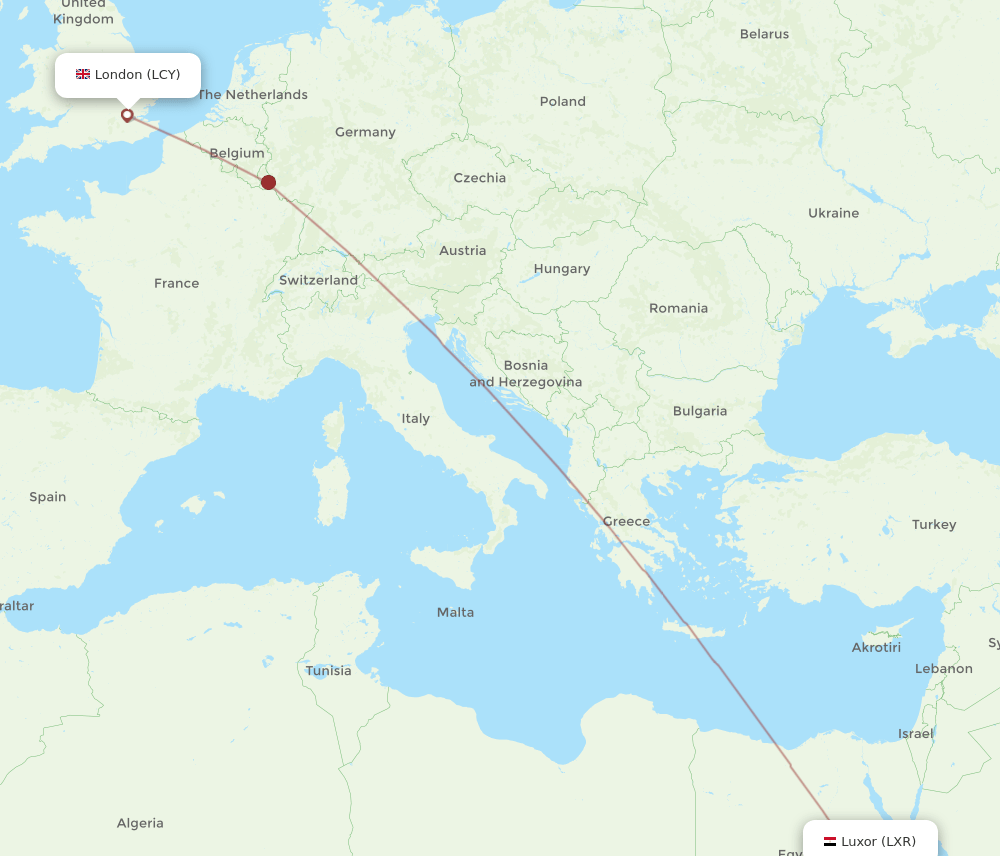 LCY-LXR flight routes