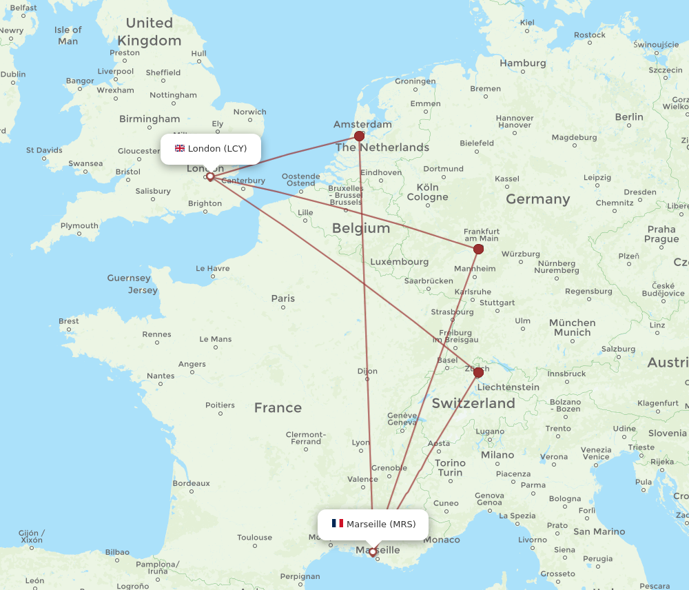 LCY to MRS flights and routes map