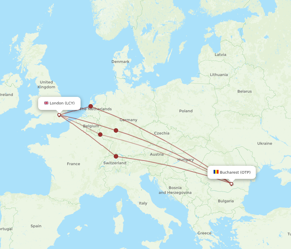 LCY to OTP flights and routes map