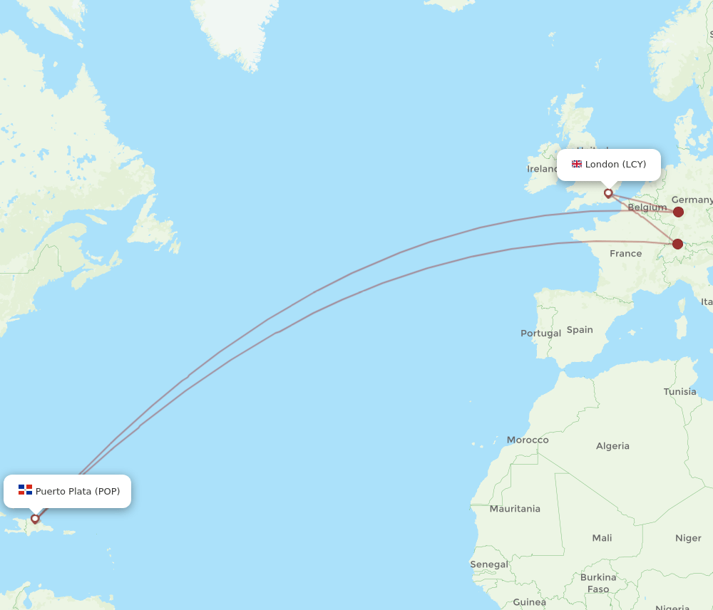 LCY-POP flight routes