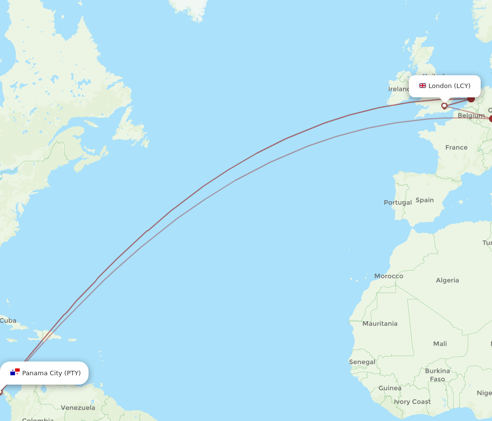 LCY-PTY flight routes