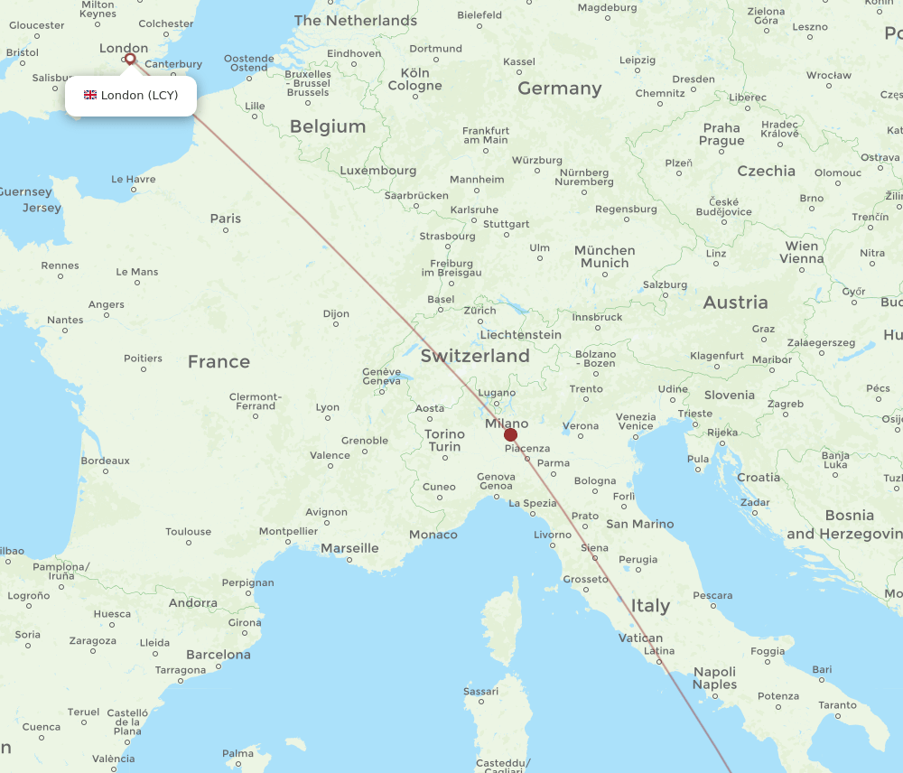 LCY-REG flight routes