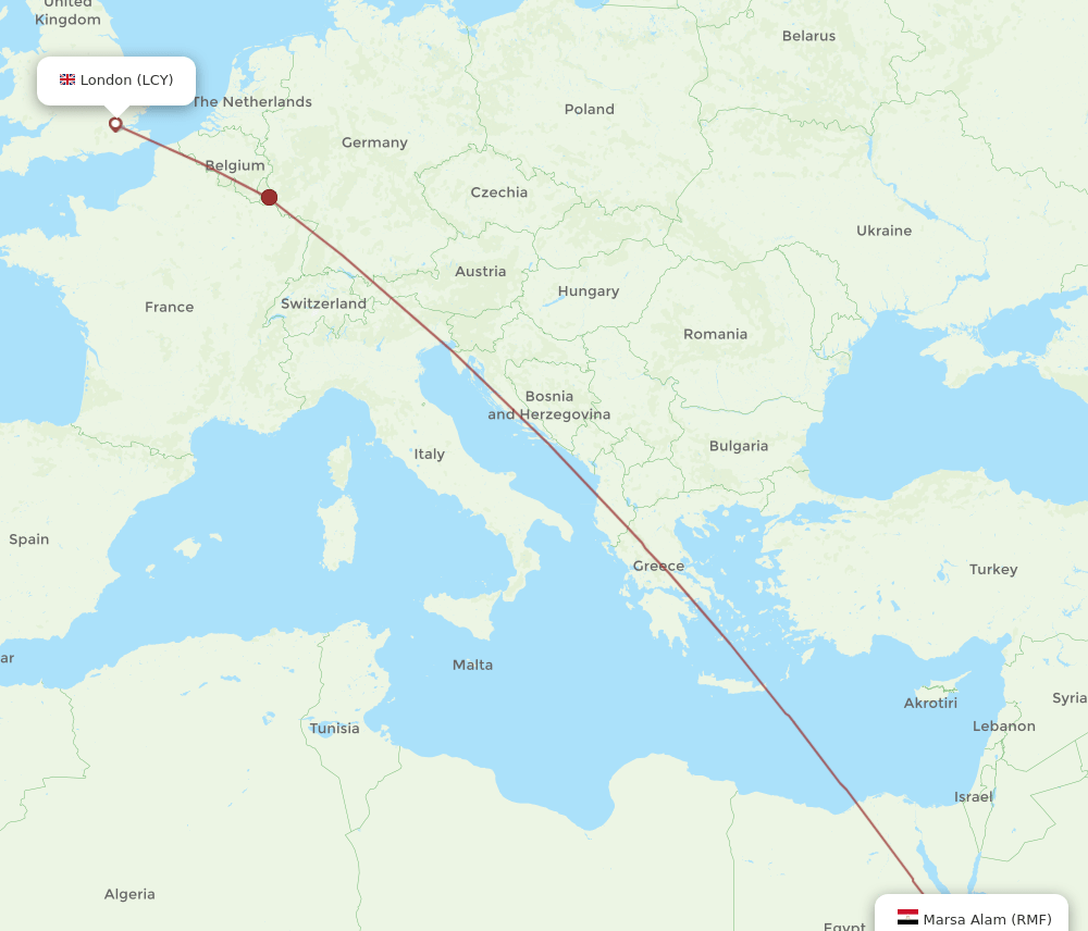 LCY-RMF flight routes