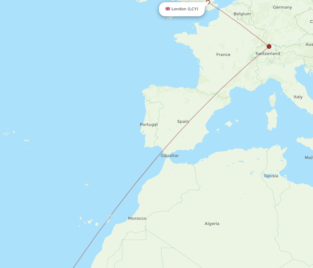 LCY-SID flight routes