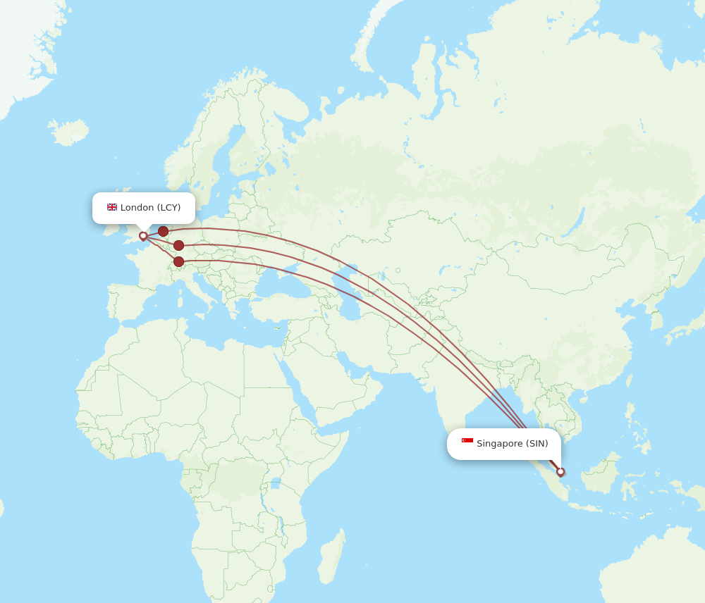 LCY to SIN flights and routes map