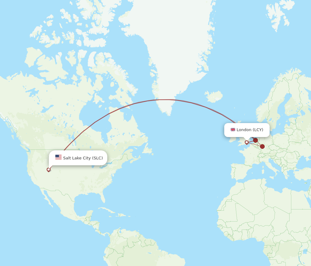 LCY to SLC flights and routes map
