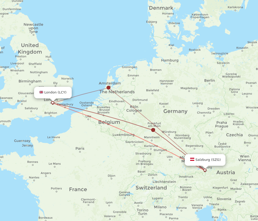 LCY-SZG flight routes