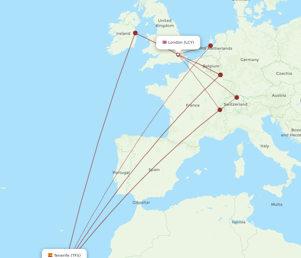 LCY-TFS flight routes