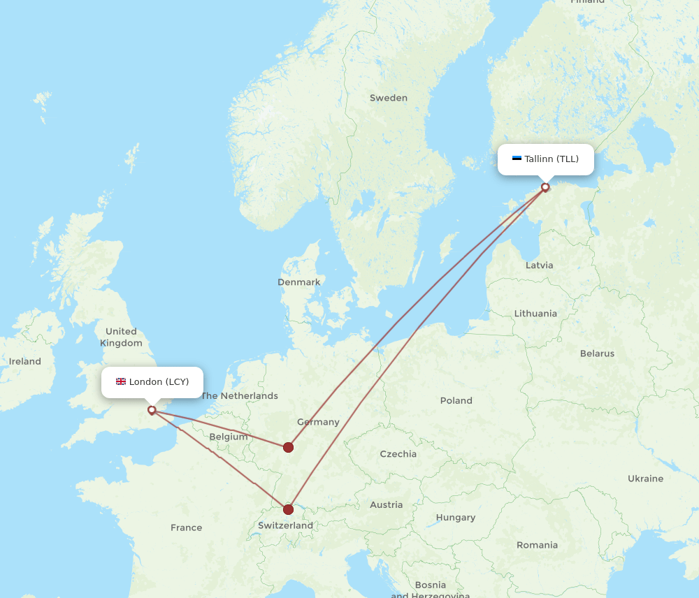 LCY-TLL flight routes