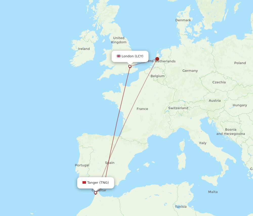 LCY-TNG flight routes