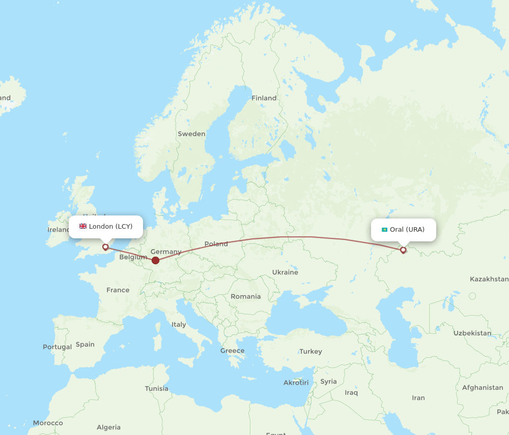 LCY-URA flight routes