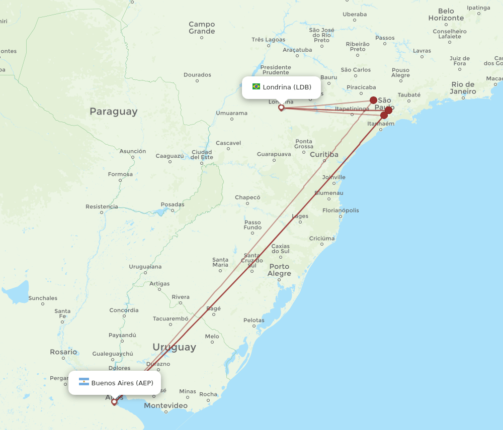 LDB-AEP flight routes