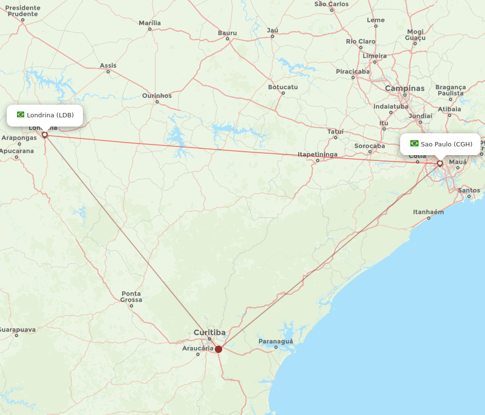 LDB to CGH flights and routes map